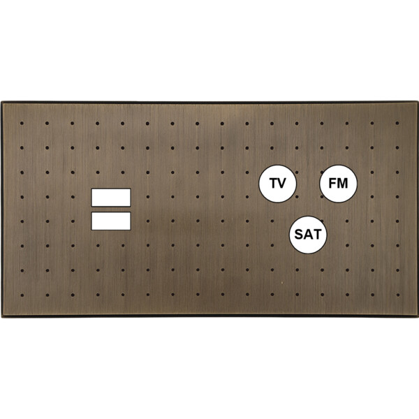 Façade Empreintes POINT Vieux Bronze Double Horiz Chargeur USB Prise TV FM SAT M - Modelec - 258477M-E4
