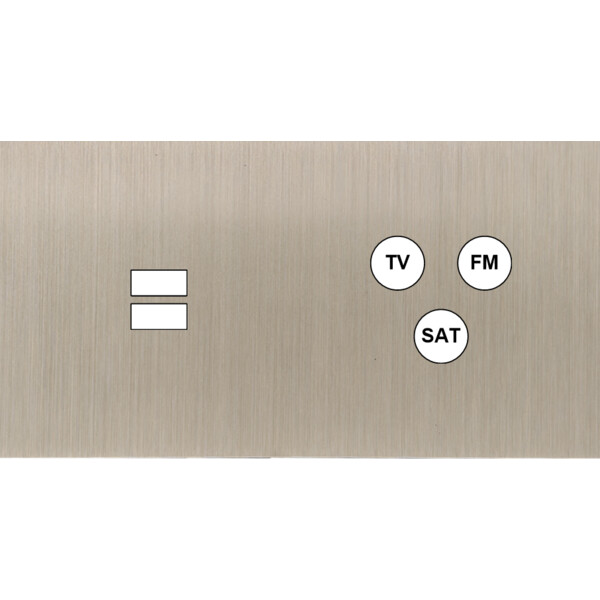 Façade Empreintes PLAN Nickel Satiné Double Horiz Chargeur USB Prise TV FM SAT M - Modelec - 258478M-E0