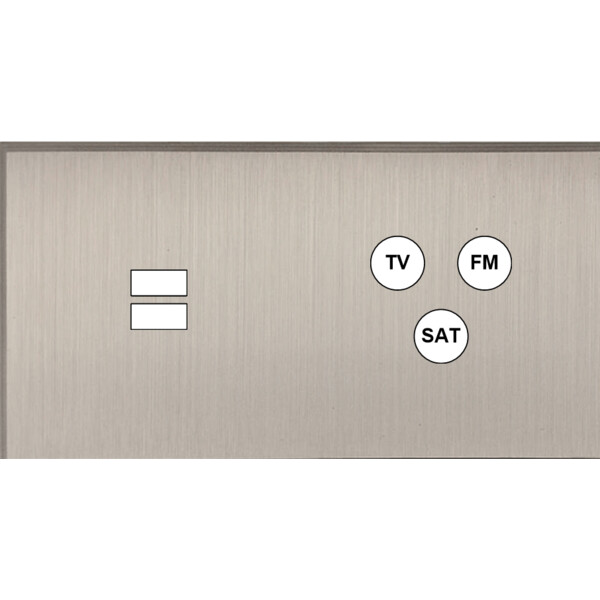Façade Empreintes ANGLE Nickel Satiné Double Horiz Chargeur USB Prise TV FM SAT - Modelec - 258478M-E2