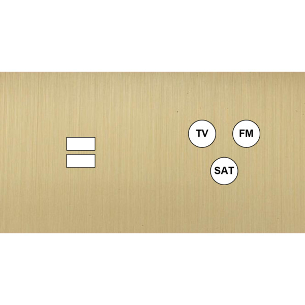 Façade Empreintes PLAN Laiton Satiné Double Horiz Chargeur USB Prise TV FM SAT M - Modelec - 258479M-E0