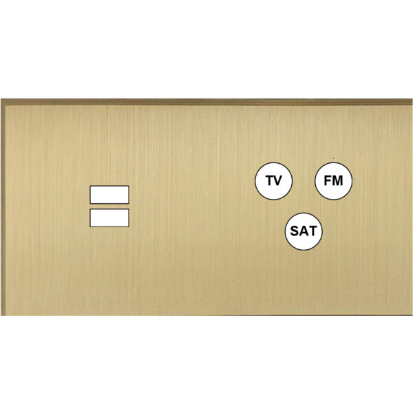 Façade Empreintes ANGLE Laiton Satiné Double Horiz Chargeur USB Prise TV FM SAT - Modelec - 258479M-E2