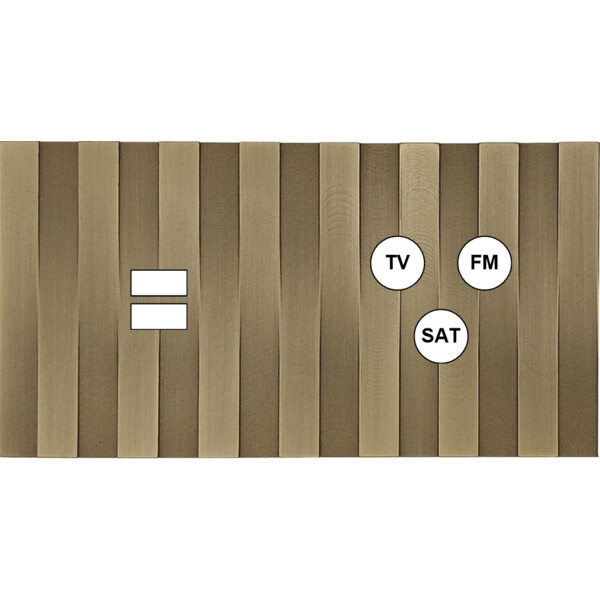Façade Empreintes LIGNE Laiton Satiné Double Horiz Chargeur USB Prise TV FM SAT - Modelec - 258479M-E5