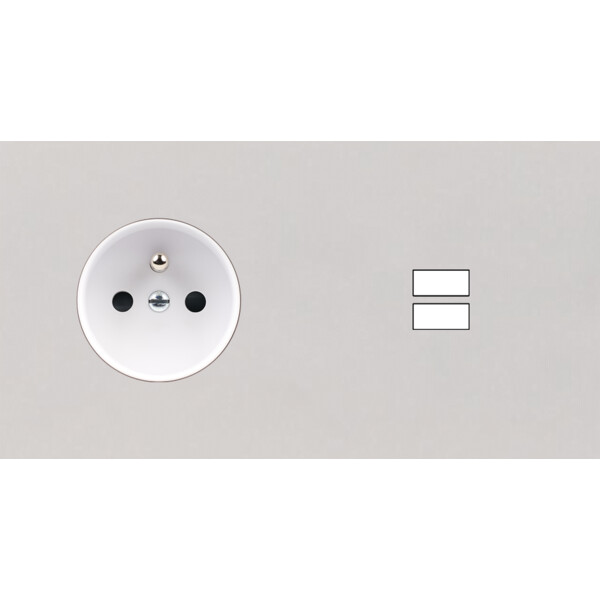 Façade Empreintes PLAN Blanc Double Horizontale Prise de Courant Chargeur USB M - Modelec - 259471M-E0