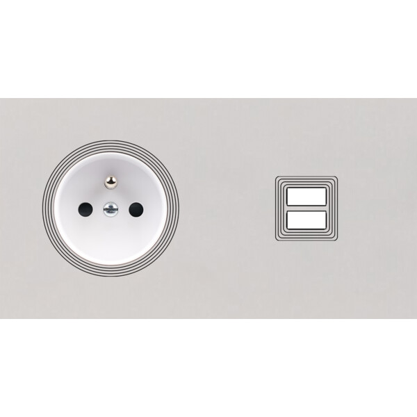 Façade Empreintes VOLUME Blanc Double Horiz Prise de Courant Chargeur USB M - Modelec - 259471M-E1