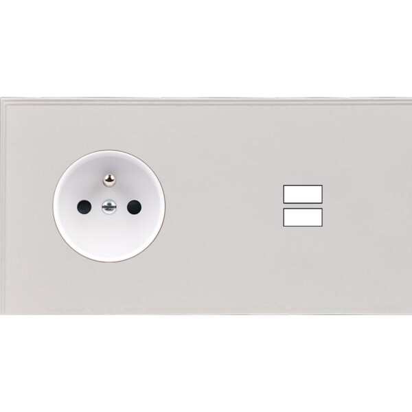 Façade Empreintes ANGLE Blanc Double Horizontale Prise de Courant Chargeur USB M - Modelec - 259471M-E2