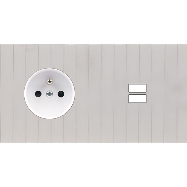 Façade Empreintes LIGNE Blanc Double Horizontale Prise de Courant Chargeur USB M - Modelec - 259471M-E5