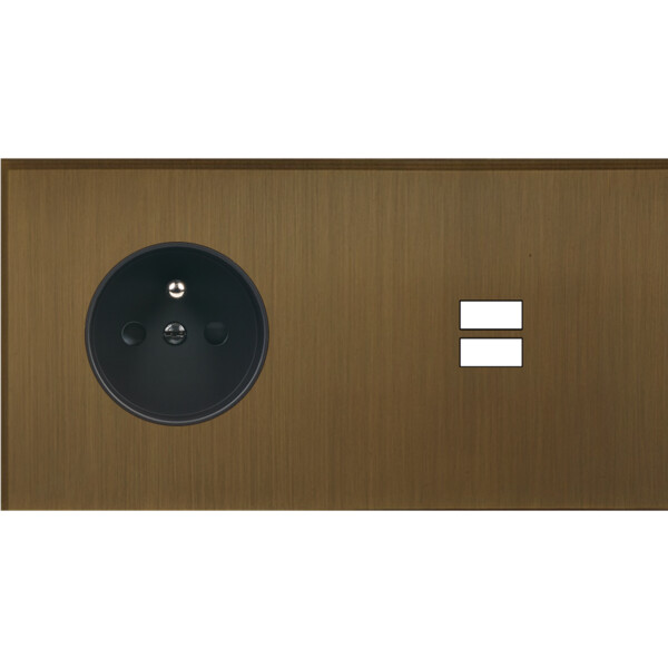 Façade Empreintes ANGLE Vieux Bronze Double Horiz Prise de Courant Chargeur USB - Modelec - 259477M-E2
