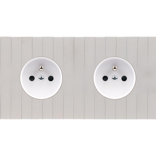 Façade Empreintes LIGNE Blanc Double Horizontale 2 Prises de Courant, mag - Modelec - 260471M-E5