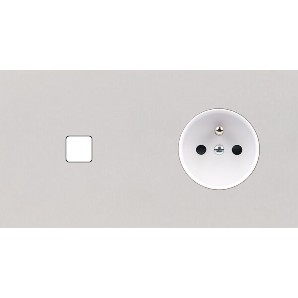 Façade Empreintes PLAN Blanc Double Horizontale 1 bouton Prise de Courant M - Modelec - 261471M-E0