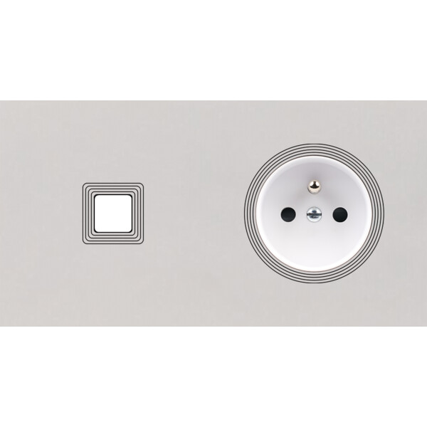 Façade Empreintes VOLUME Blanc Double Horizontale 1 bouton Prise de Courant M - Modelec - 261471M-E1