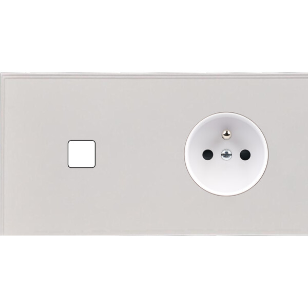 Façade Empreintes ANGLE Blanc Double Horizontale 1 bouton Prise de Courant M - Modelec - 261471M-E2