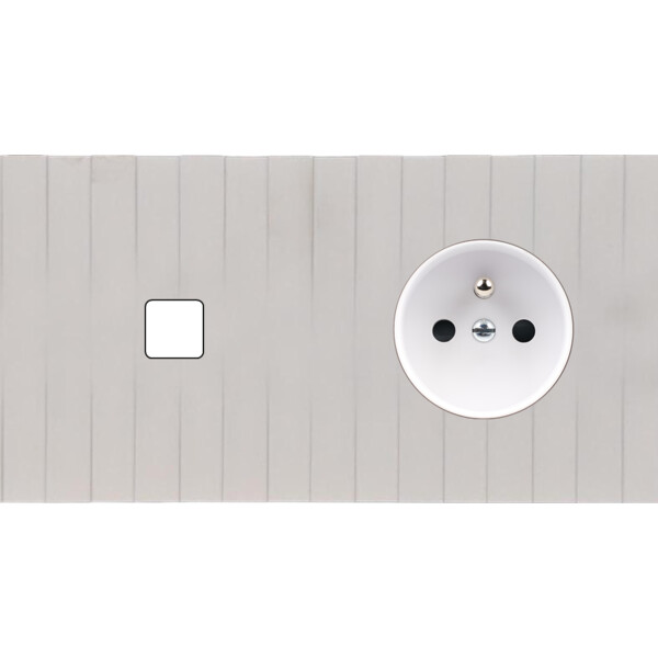 Façade Empreintes LIGNE Blanc Double Horizontale 1 bouton Prise de Courant M - Modelec - 261471M-E5