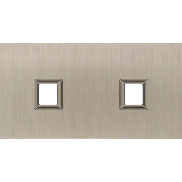 Façade Empreintes VOLUME Nickel Satiné Double Horizontale 1 Média 1 Média, mag - Modelec - 266478M-E1