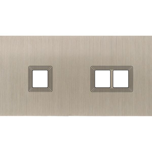 Façade Empreintes VOLUME Nickel Satiné Double Horizontale 1 Média 2 Média, mag - Modelec - 267478M-E1