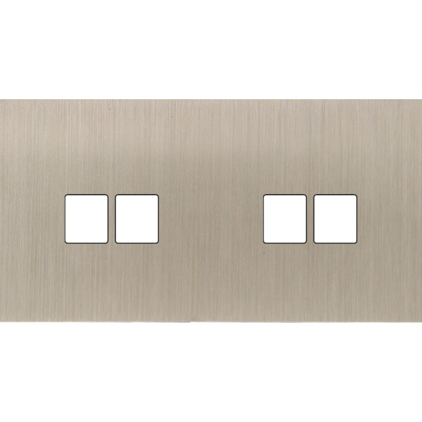 Façade Empreintes PLAN Nickel Satiné Double Horizontale 2 Doubles Média, mag - Modelec - 268478M-E0