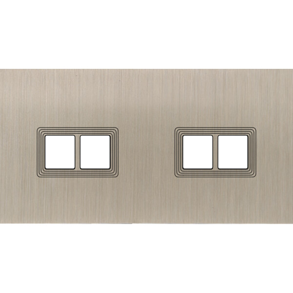 Façade Empreintes VOLUME Nickel Satiné Double Horizontale 2 Doubles Média, mag - Modelec - 268478M-E1