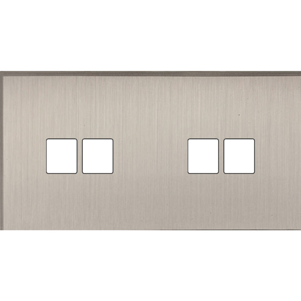 Façade Empreintes ANGLE Nickel Satiné Double Horizontale 2 Doubles Média, mag - Modelec - 268478M-E2