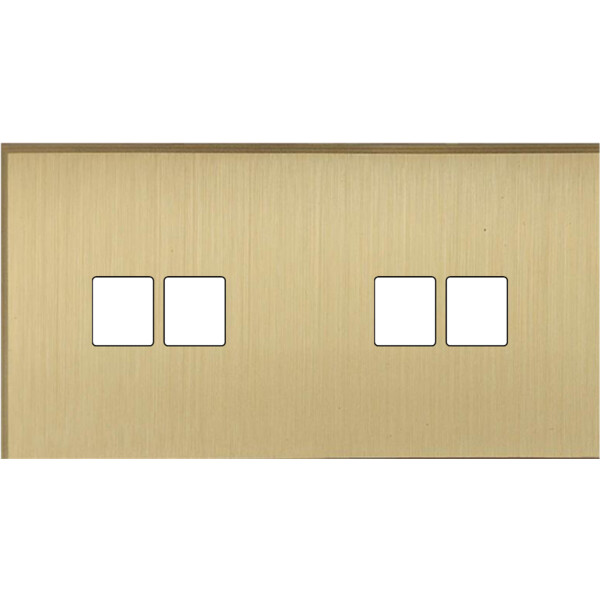 Façade Empreintes ANGLE Laiton Satiné Double Horizontale 2 Doubles Média, mag - Modelec - 268479M-E2
