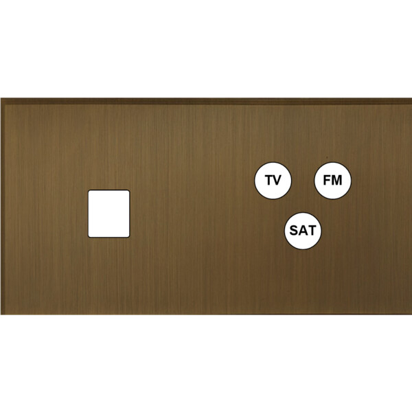 Façade Empreintes ANGLE Vieux Bronze Double Horizontale Média Prise TV FM SAT M - Modelec - 269477M-E2