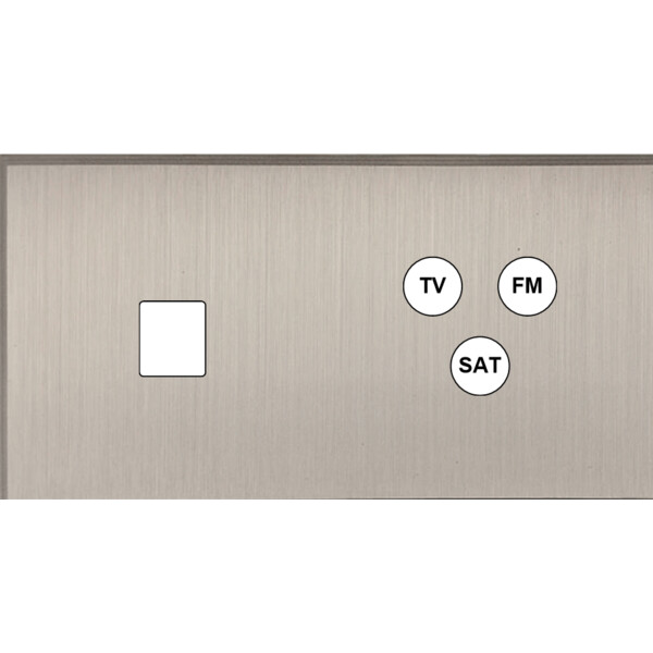 Façade Empreintes ANGLE Nickel Satiné Double Horizontale Média Prise TV FM SAT M - Modelec - 269478M-E2