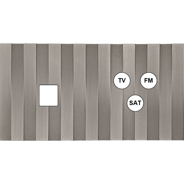 Façade Empreintes LIGNE Nickel Satiné Double Horizontale Média Prise TV FM SAT M - Modelec - 269478M-E5