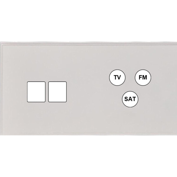 Façade Empreintes ANGLE Blanc Double Horizontale Double Média Prise TV FM SAT M - Modelec - 270471M-E2