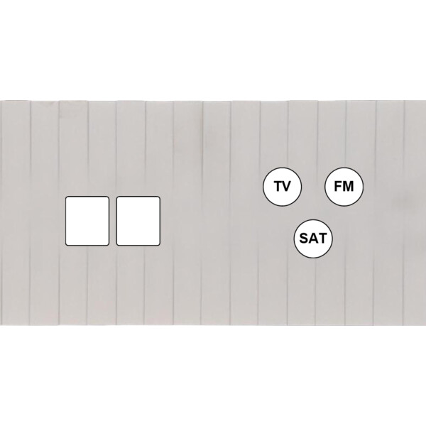 Façade Empreintes LIGNE Blanc Double Horizontale Double Média Prise TV FM SAT M - Modelec - 270471M-E5