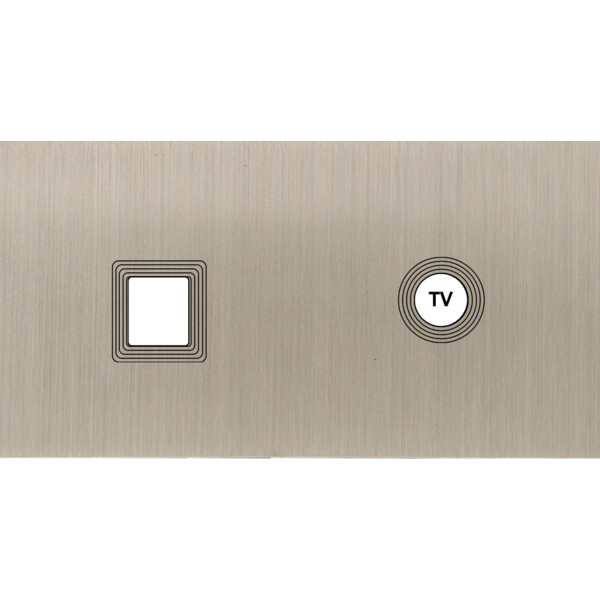 Façade Empreintes VOLUME Nickel Satiné Double Horizontale Média Prise TV, mag - Modelec - 271478M-E1