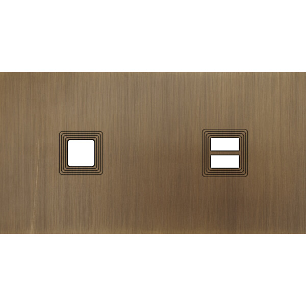 Façade Empreintes VOLUME Vieux Bronze Double Horiz 1 bouton carré Chargeur USB M - Modelec - 275477M-E1