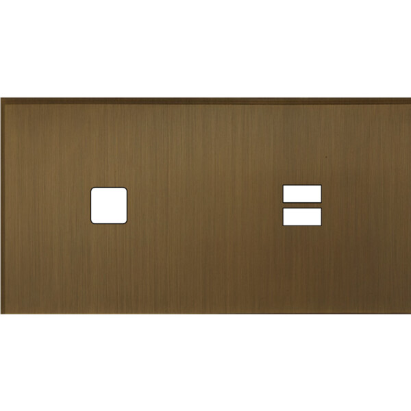 Façade Empreintes ANGLE Vieux Bronze Double Horiz 1 bouton carré Chargeur USB M - Modelec - 275477M-E2