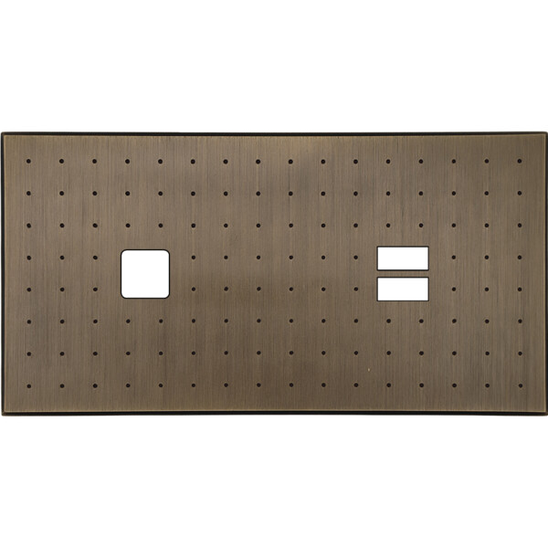 Façade Empreintes POINT Vieux Bronze Double Horiz 1 bouton carré Chargeur USB M - Modelec - 275477M-E4