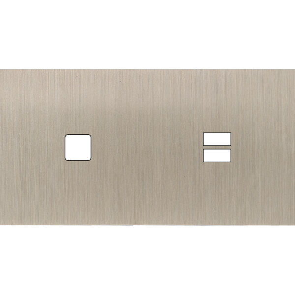 Façade Empreintes PLAN Nickel Sat Double Horiz 1 bouton carré Chargeur USB M - Modelec - 275478M-E0