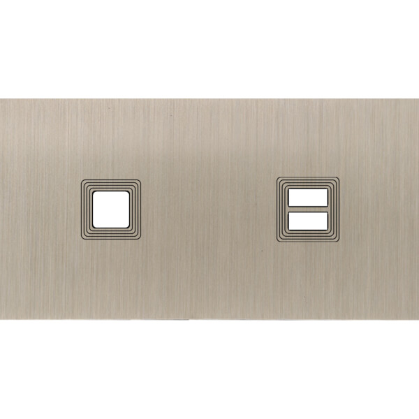 Façade Empreintes VOLUME Nickel Sat Double Horiz 1 bouton carré Chargeur USB M - Modelec - 275478M-E1