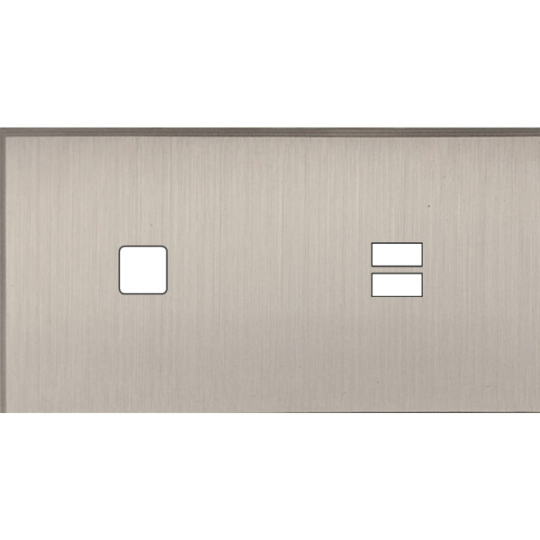 Façade Empreintes ANGLE Nickel Sat Double Horiz 1 bouton carré Chargeur USB M - Modelec - 275478M-E2