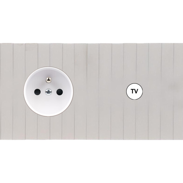 Façade Empreintes LIGNE Blanc Double Horizontale Prise de Courant Prise TV - Modelec - 279471M-E5