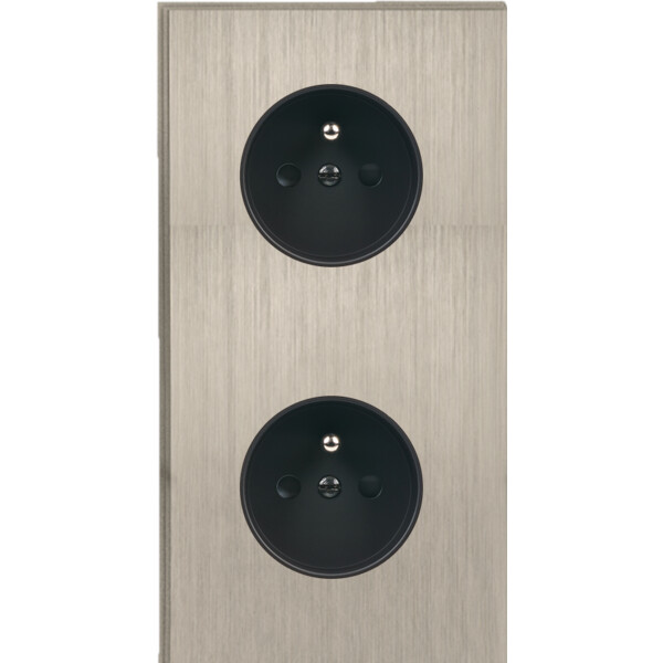 Façade Empreintes ANGLE Nickel Sat Double Verticale 2 Prises de Courant - Modelec - 280478M-E2