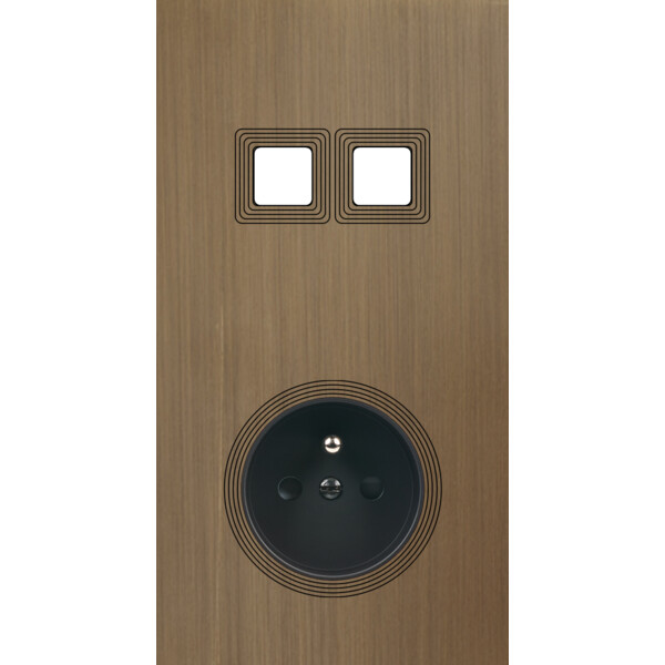 Façade Empreintes VOLUME Vieux Bronze Double Verticale 2 boutons carrés PC M - Modelec - 282477M-E1