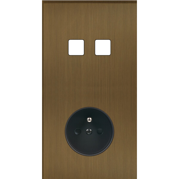 Façade Empreintes ANGLE Vieux Bronze Double Verticale 2 boutons carrés PC M - Modelec - 282477M-E2