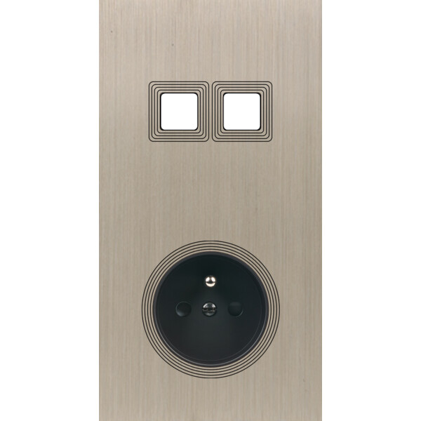 Façade Empreintes VOLUME Nickel Satiné Double Verticale 2 boutons carrés PC M - Modelec - 282478M-E1
