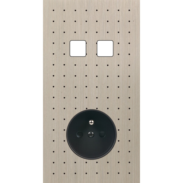 Façade Empreintes POINT Nickel Satiné Double Verticale 2 boutons carrés PC M - Modelec - 282478M-E4