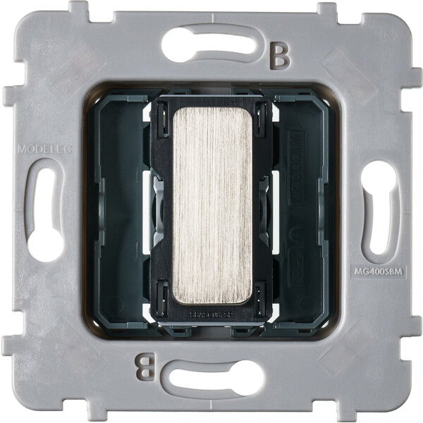 Mécanisme plat bouton 1 va et vient ou poussoir pour collection m nickel brossé - Modelec - 087010G511