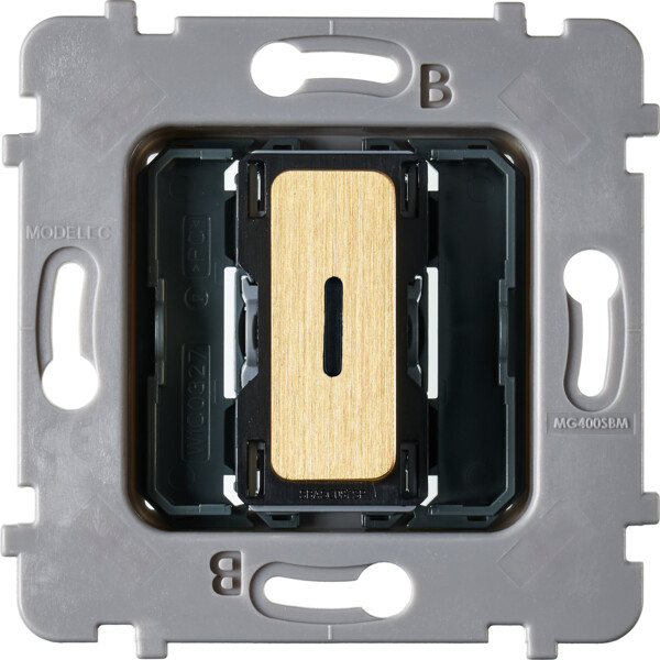 Mécanisme bouton plat led 1 va et vient / poussoir collection m laiton brossé - Modelec - 087010G512-L