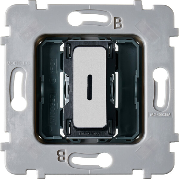 Mécanisme bouton plat led 1 va et vient / poussoir pour collection m nickel sable - Modelec - 087010G531-L