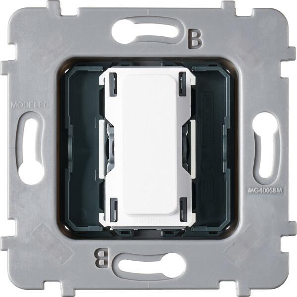 Mécanisme plat bouton 1 va et vient ou poussoir pour collection m blanc - Modelec - 087010GPBL