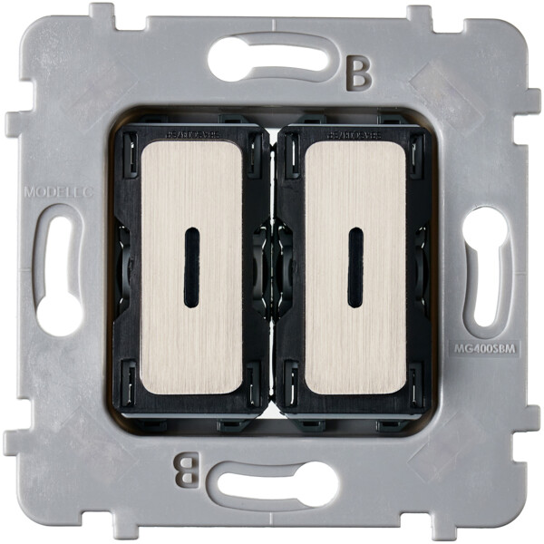 Mécanisme bouton plat led 2 va et vient /poussoir pour collection m nickel bro - Modelec - 087020G511-L
