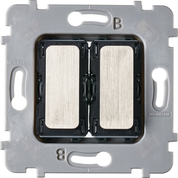Mécanisme plat bouton 2 va et vient ou poussoir pour collection m nickel brossé - Modelec - 087020G511