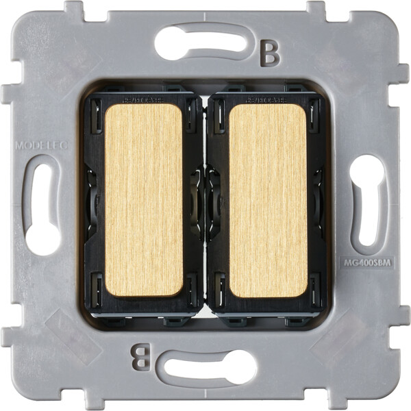 Mécanisme plat bouton 2 va et vient ou poussoir pour collection m laiton brossé - Modelec - 087020G512