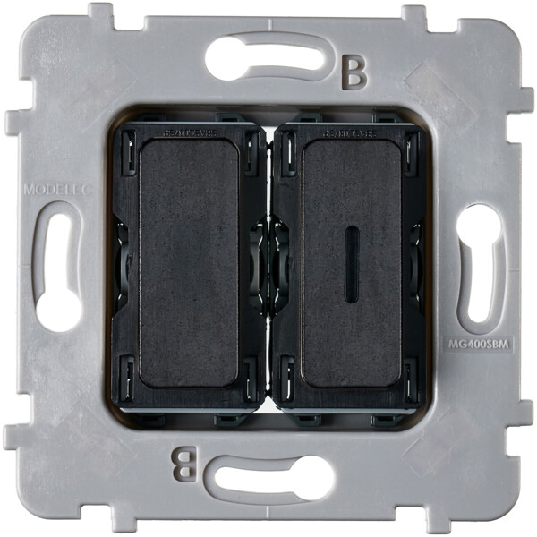 Mécanisme bouton plat 2 va et vient /poussoir 1 led pour collection m acier verni - Modelec - 087020G541-L1