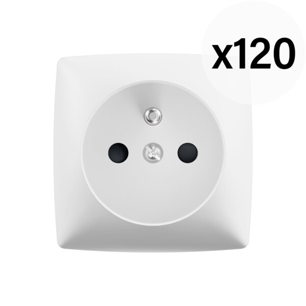 Lot de 120 Prises Franco/Belge 2P+T - bornes auto - Planet Wattohm - PWAKL3104WH