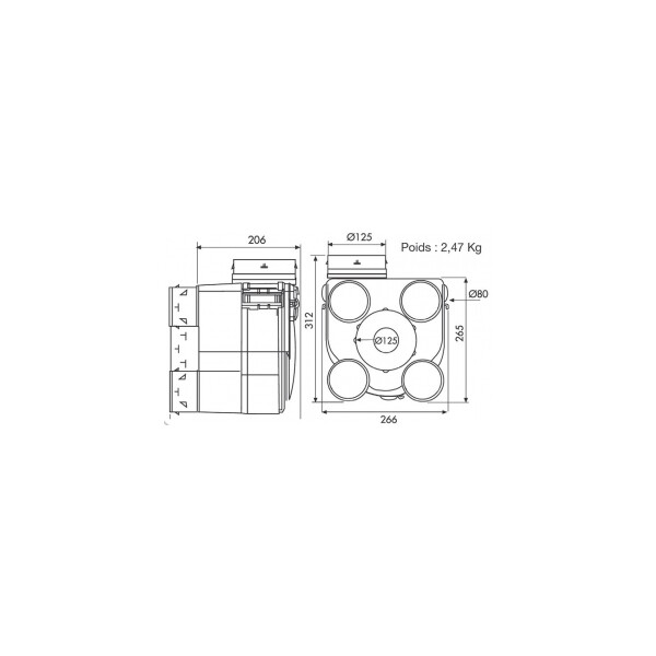 Kit VMC standard, pour l'habitat pavillonnaire du T1 au T7 jusqu'à 4 sanitaires. (DECO K) - S&P France - 603141
